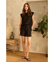 Skies Are Blue Brushed Modal Drawstring High Waist Shorts