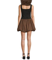 Skies Are Blue Colorblock Square Neck Bubble Hem Drop Waist Mini Dress