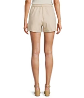 Skies Are Blue Cotton Twill High Waisted Rattan Belted Shorts