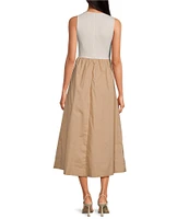 Skies Are Blue Crew Neck Sleeveless Color Block Midi Dress