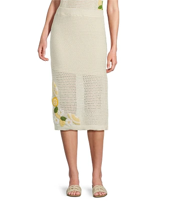 Skies Are Blue Crochet Lemons Applique Coordinating Midi Skirt