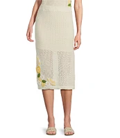 Skies Are Blue Crochet Lemons Applique Coordinating Midi Skirt