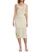 Skies Are Blue Crochet Lemons Applique Coordinating Midi Skirt