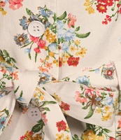 Skies Are Blue Floral Printed Notch Collar Short Sleeve Jumpsuit