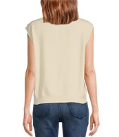 Skies Are Blue Lemon Printed Crew Neck Sleeveless Sweater Top
