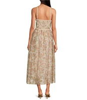Skies Are Blue Paisley Halter Neck Macrame Embroidered Midi Dress
