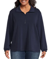 Skies Are Blue Plus Size Brushed Modal Blend Long Sleeve Quarter Zip Top