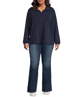 Skies Are Blue Plus Size Brushed Modal Blend Long Sleeve Quarter Zip Top