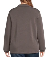 Skies Are Blue Plus Size Brushed Modal Blend Long Sleeve Quarter Zip Top