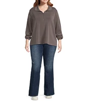 Skies Are Blue Plus Size Brushed Modal Blend Long Sleeve Quarter Zip Top
