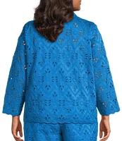 Skies Are Blue Plus Chiffon Eyelet Long Sleeve Blouse With Sleeveless Tank Top