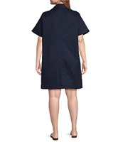 Skies Are Blue Plus Size Chino Short Sleeve Button Front Dress