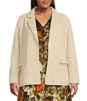 Skies Are Blue Plus Crocheted Long Sleeve Blazer