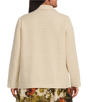 Skies Are Blue Plus Crocheted Long Sleeve Blazer