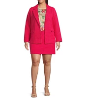 Skies Are Blue Plus Crocheted Long Sleeve Blazer