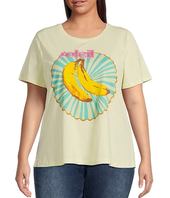 Skies Are Blue Plus Bananas Graphic Short Sleeve T-Shirt
