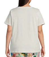 Skies Are Blue Plus Palm Tree Graphic Short Sleeve T-Shirt