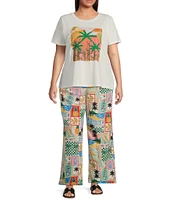 Skies Are Blue Plus Palm Tree Graphic Short Sleeve T-Shirt