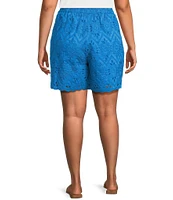 Skies Are Blue Plus High Rise Eyelet Chiffon Shorts