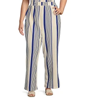 Skies Are Blue Plus High Rise Variegated Stripe Wide Leg Knit Coorinating Pants