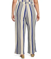 Skies Are Blue Plus High Rise Variegated Stripe Wide Leg Knit Coorinating Pants