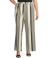 Skies Are Blue Plus High Rise Variegated Stripe Wide Leg Knit Coorinating Pants