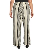 Skies Are Blue Plus High Rise Variegated Stripe Wide Leg Knit Coorinating Pants