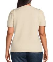 Skies Are Blue Plus Intarsia Short Sleeve Sweater Top