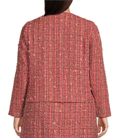 Skies Are Blue Plus Size Round Neck Long Sleeve Coordinating Tweed Blazer