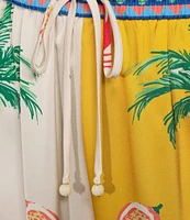 Skies Are Blue Plus Size Coordinating Border Print Wide Legs Pants