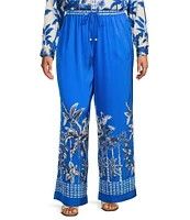 Skies Are Blue Plus Size Coordinating Border Satin Wide Leg Pants