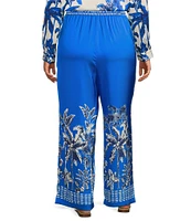 Skies Are Blue Plus Size Coordinating Border Satin Wide Leg Pants
