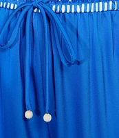 Skies Are Blue Plus Size Coordinating Border Satin Wide Leg Pants