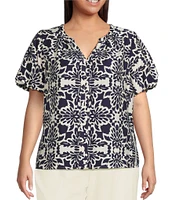 Skies Are Blue Plus Size Bubble Short Sleeve Blouse