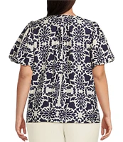 Skies Are Blue Plus Size Bubble Short Sleeve Blouse