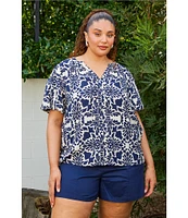Skies Are Blue Plus Size Bubble Short Sleeve Blouse