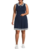 Skies Are Blue Plus Size Contrast Collared Knit Tank Top