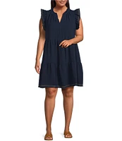 Skies Are Blue Plus Size Contrast Stitch Tiered Baby Doll Dress
