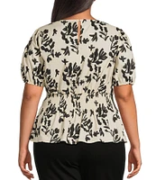 Skies Are Blue Plus Size Criss Cross Short Sleeve Woven Poplin Blouse