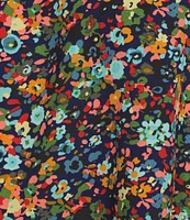 Skies Are Blue Plus Size Ditsy Floral Ruffle Sleeveless Top