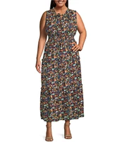 Skies Are Blue Plus Size Ditsy Floral Tiered Maxi Dress