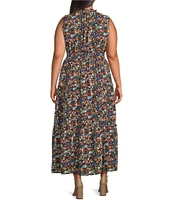 Skies Are Blue Plus Size Ditsy Floral Tiered Maxi Dress