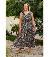 Skies Are Blue Plus Size Ditsy Floral Tiered Maxi Dress
