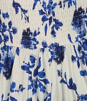 Skies Are Blue Plus Size Floral Ikat Balloon Sleeve Maxi Dress