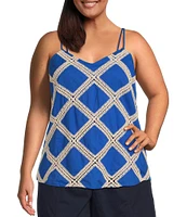 Skies Are Blue Plus Size Macrame Embroidered Double Strap Tank Top