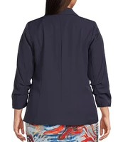 Skies Are Blue Plus Size Notch Lapel Shirred 3/4 Sleeve Open Front Coordinating Statement Blazer