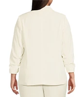 Skies Are Blue Plus Size Notch Lapel Shirred 3/4 Sleeve Open Front Coordinating Statement Blazer