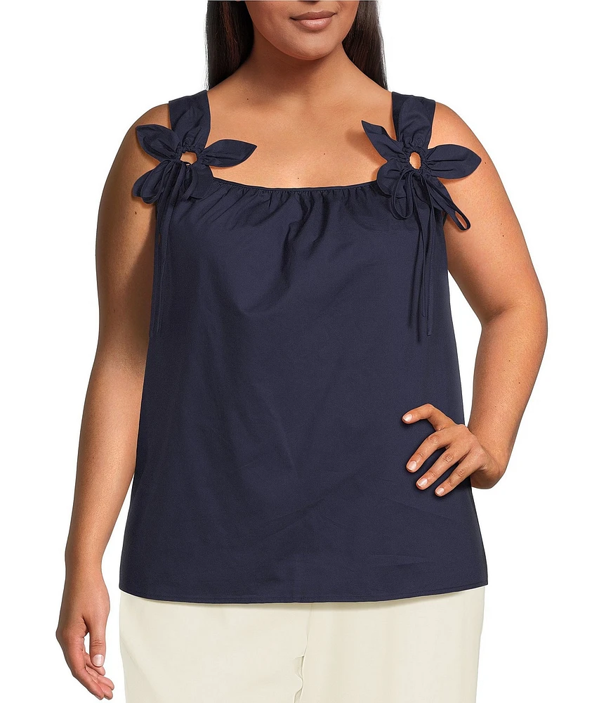 Skies Are Blue Plus Size Petal Detail Ruched Tank