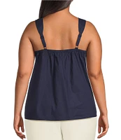Skies Are Blue Plus Size Petal Detail Ruched Tank