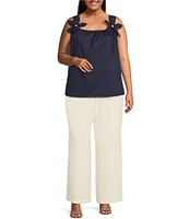 Skies Are Blue Plus Size Petal Detail Ruched Tank